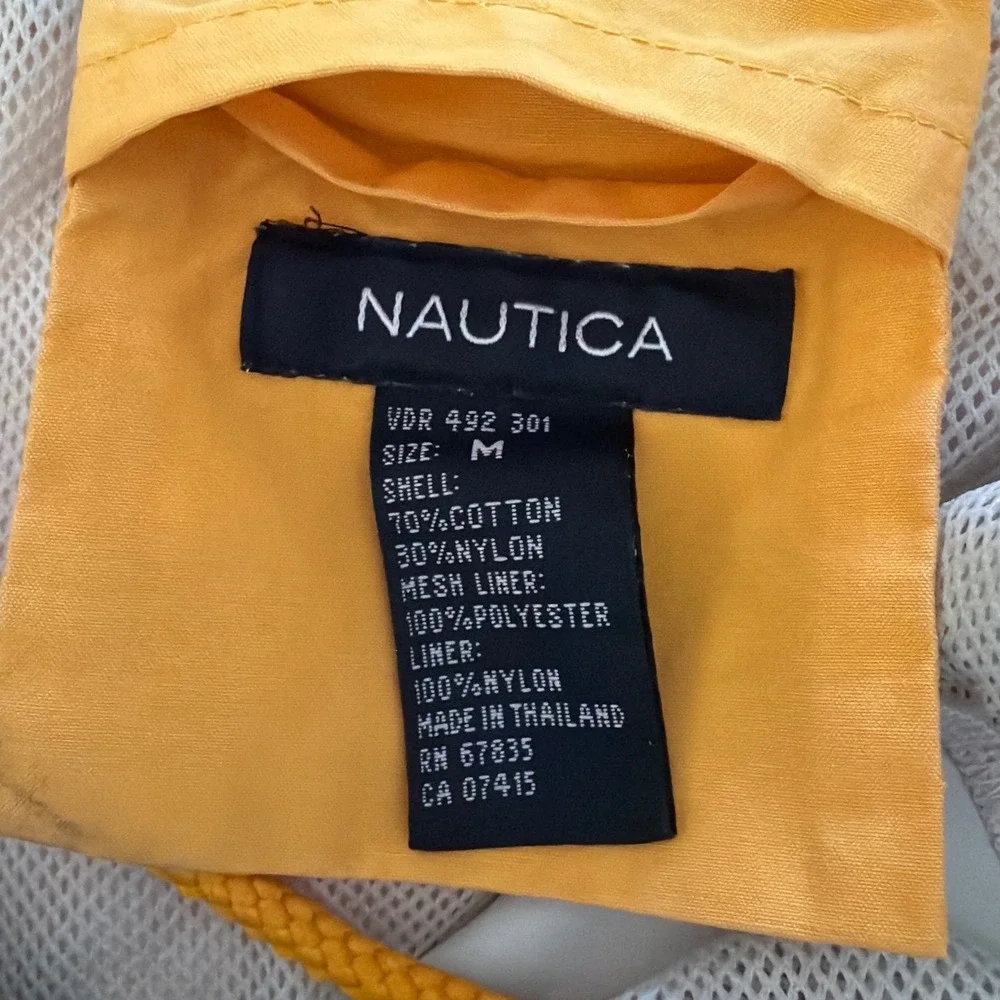 Nautica Y2K Mens Medium Swim Trunks Yellow Navy Blue Colorblock Mesh Liner‎